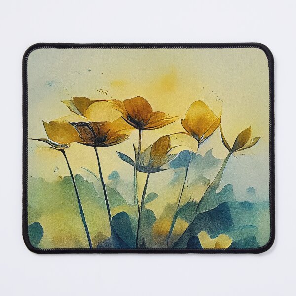 Item preview, Sunrise morning blooming flowers in the nature landscape loose watercolor floral painting designed and sold by aricutcia.