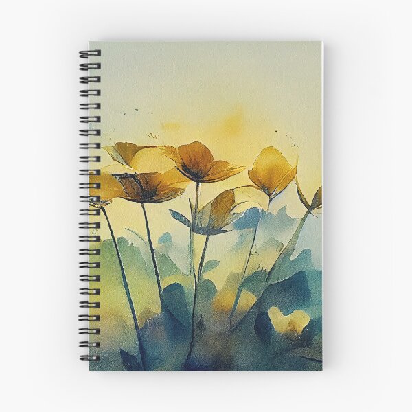 Item preview, Sunrise morning blooming flowers in the nature landscape loose watercolor floral painting designed and sold by aricutcia.