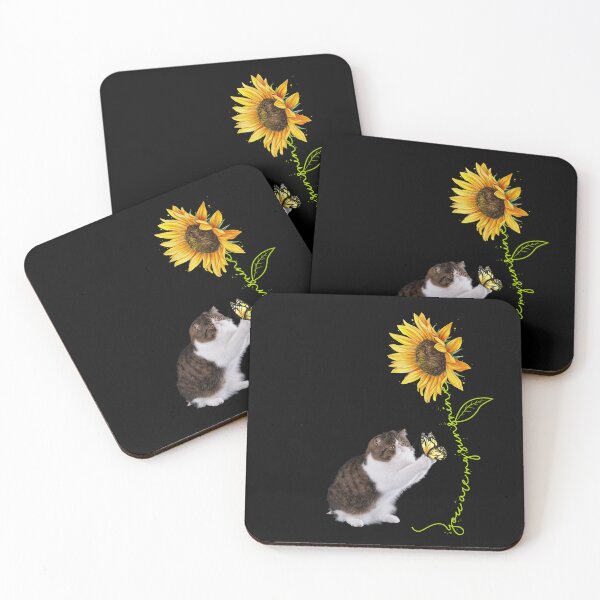Item preview, You're My Sunshine Sunflower Black White Cute Cat Playing with Butterfly designed and sold by Barnissim.