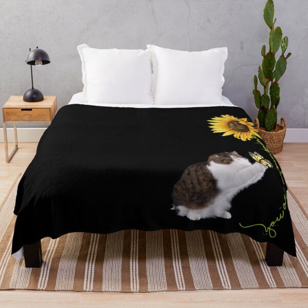 Item preview, You're My Sunshine Sunflower Black White Cute Cat Playing with Butterfly designed and sold by Barnissim.