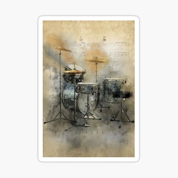 "Drummer Vintage Drum Set " Sticker for Sale by ADAMANDREWSAU Redbubble