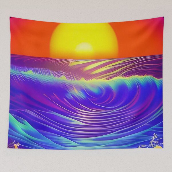 Item preview, Colorful Vibrant Bold Design of Sunset Ocean Sea Waves Beach designed and sold by CattlettArt.