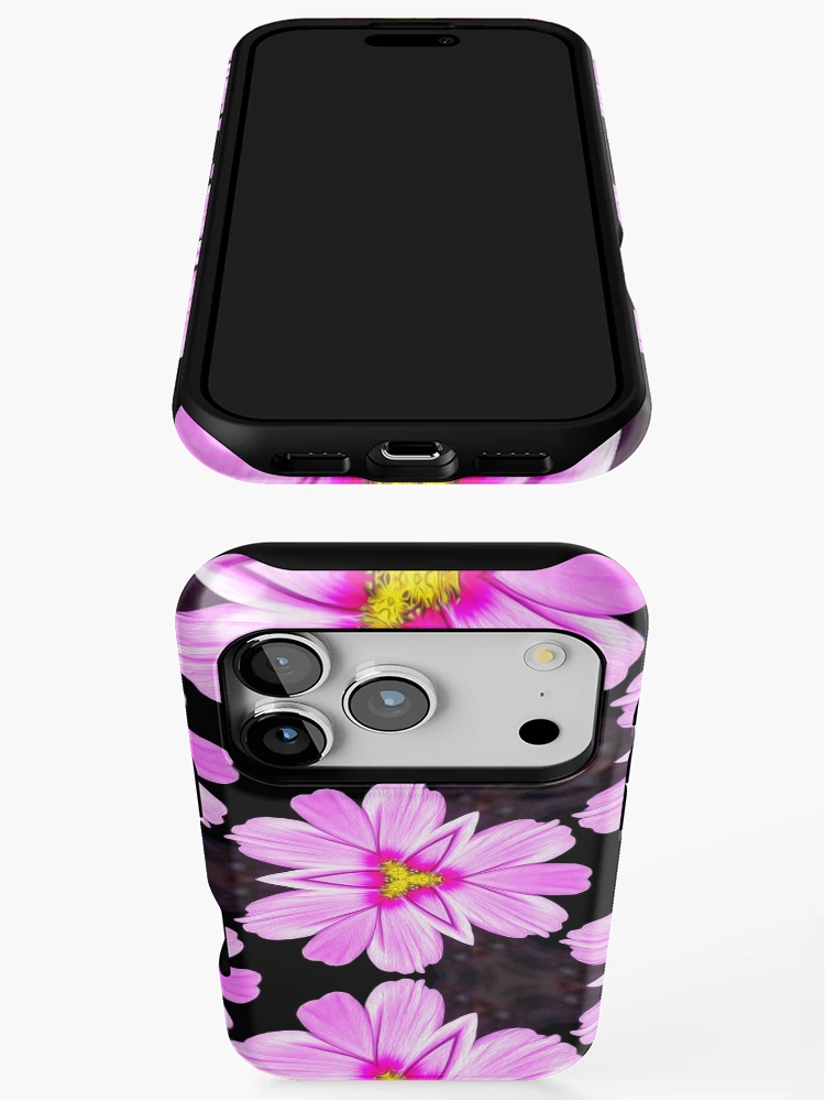 Thumbnail 3 of 4, iPhone Case, Pink Cosmos Pattern designed and sold by Patternflower.