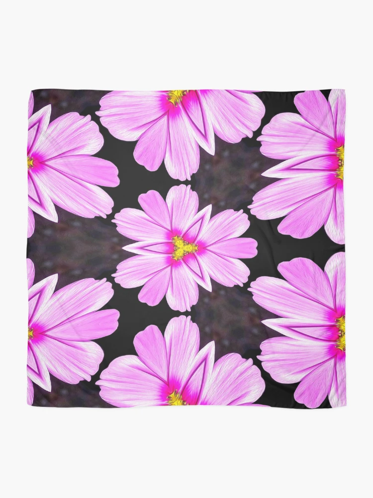 Thumbnail 2 of 3, Scarf, Pink Cosmos Pattern designed and sold by Patternflower.