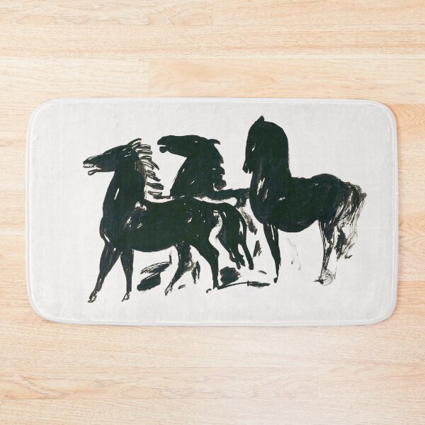 Item preview, Drie zwarte paarden staand naar links kijkend (1935–1936) by Leo Gestel designed and sold by BossyCatHome.