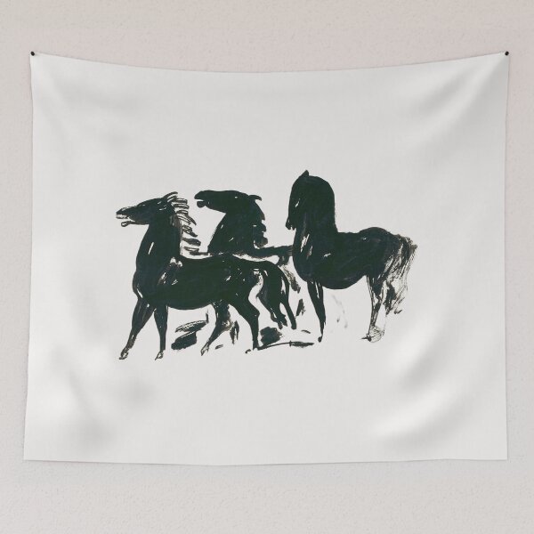 Item preview, Drie zwarte paarden staand naar links kijkend (1935–1936) by Leo Gestel designed and sold by BossyCatHome.