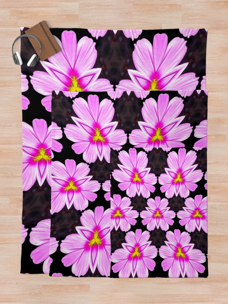 Thumbnail 5 of 6, Throw Blanket, Pink Cosmos Pattern designed and sold by Patternflower.