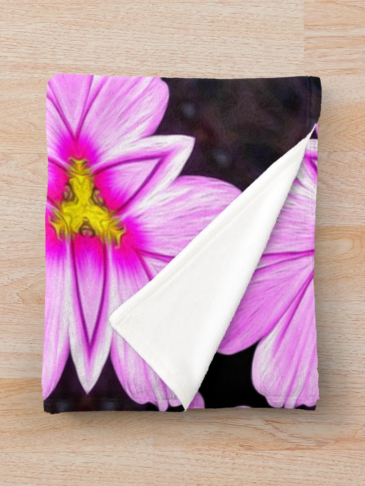 Thumbnail 3 of 6, Throw Blanket, Pink Cosmos Pattern designed and sold by Patternflower.