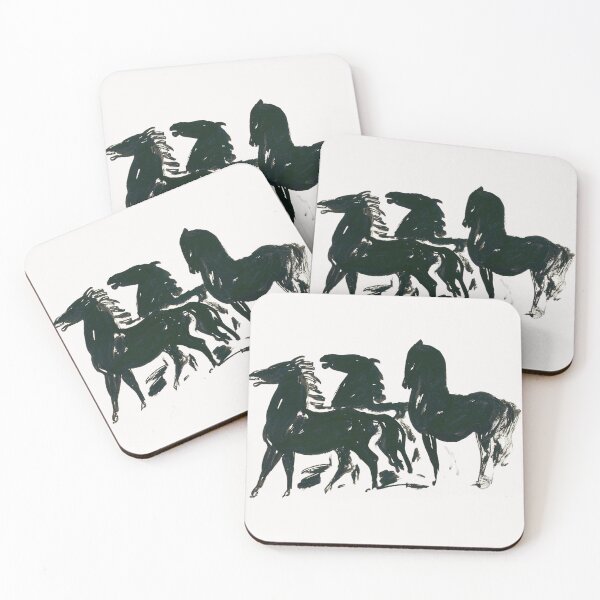 Item preview, Drie zwarte paarden staand naar links kijkend (1935–1936) by Leo Gestel designed and sold by BossyCatHome.