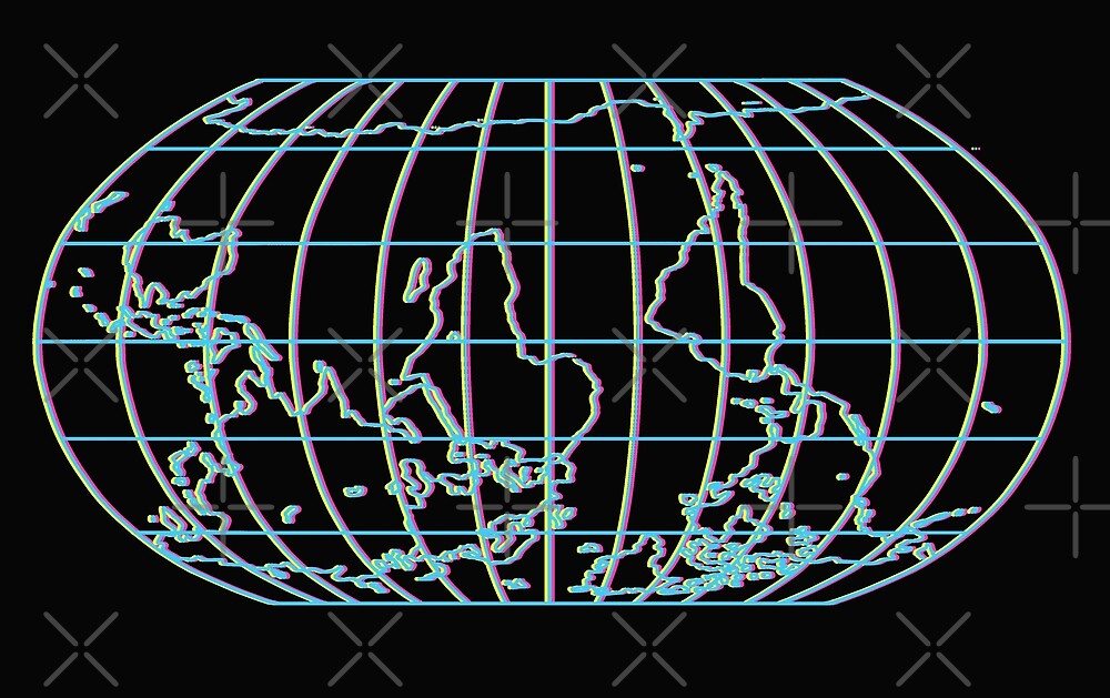 Inverted World Map With Colourful Line By Duxpavlic Redbubble Flat,1000x1000,075,f.u4 