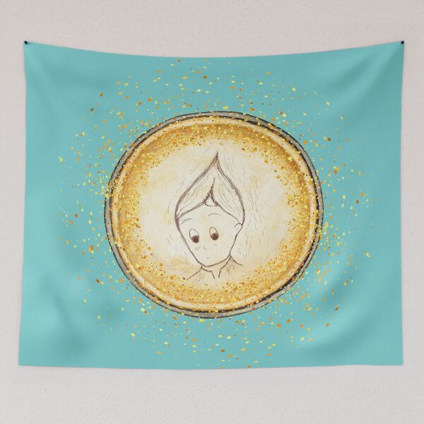 Item preview, Cute Elf Gold Circle Pendant on Sea Foam Green designed and sold by HiddenPuppets.