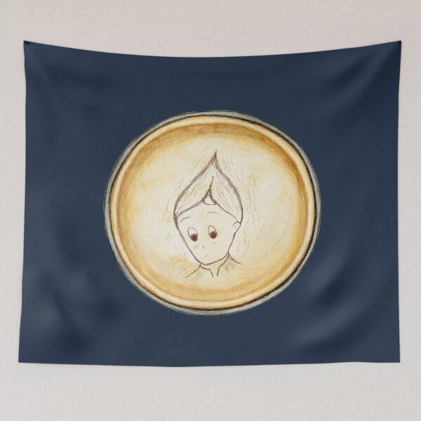 Item preview, Cute Elf Vintage Pendant on Navy Blue designed and sold by HiddenPuppets.