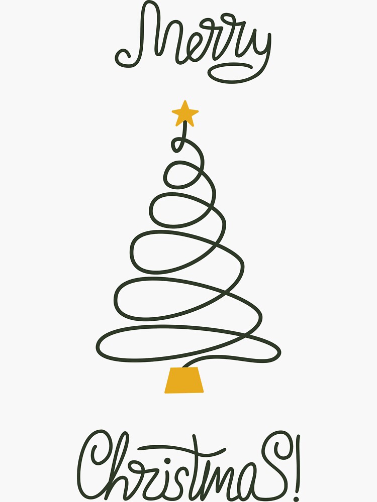 "Xmas flat print with Merry Christmas lettering and christmas trees