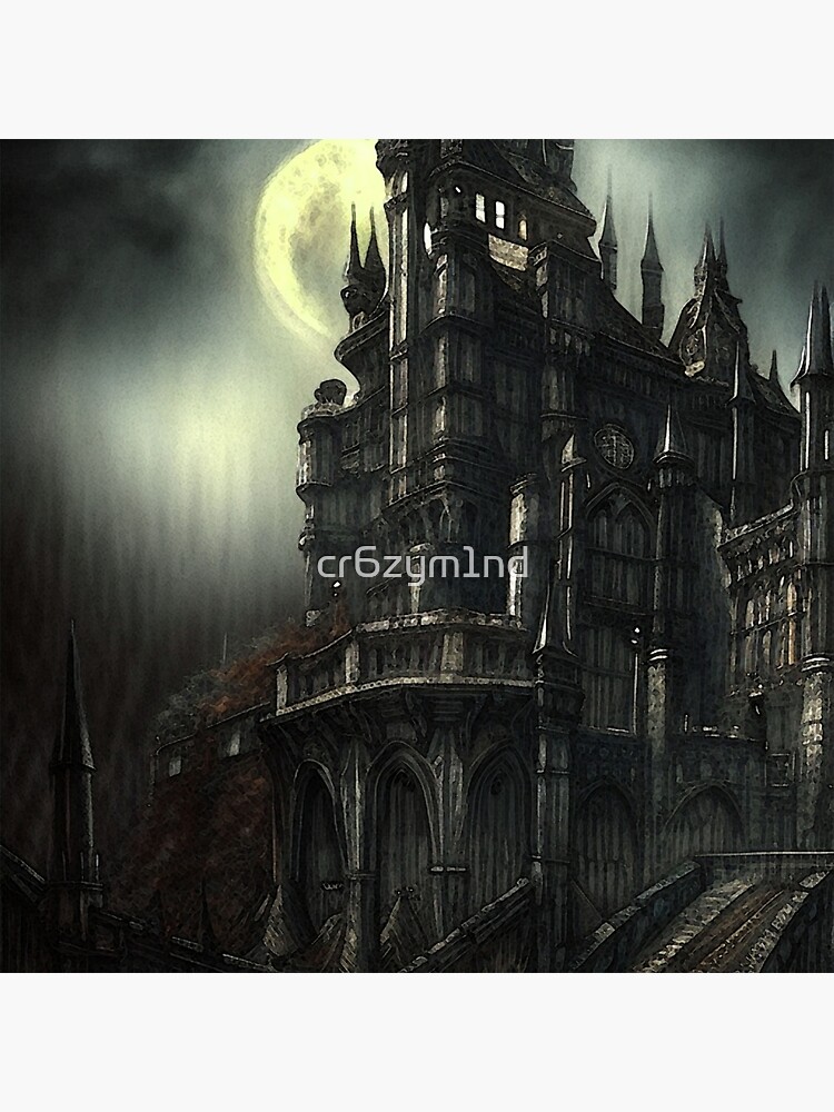 Gothic Mansion Black Pillow Case