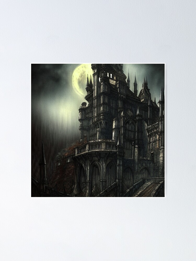 Gothic Mansion Black Pillow Case