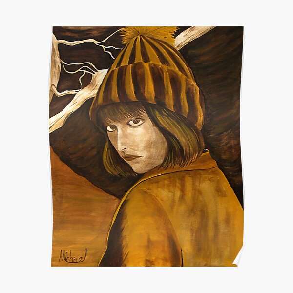 "Girl in Brown and Gold" original signed acrylic painting on canvas Poster