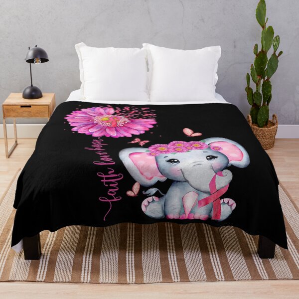 Item preview, Breast Cancer Cute Elephant With Sunflower And Pink Ribbon designed and sold by Helbon-art.