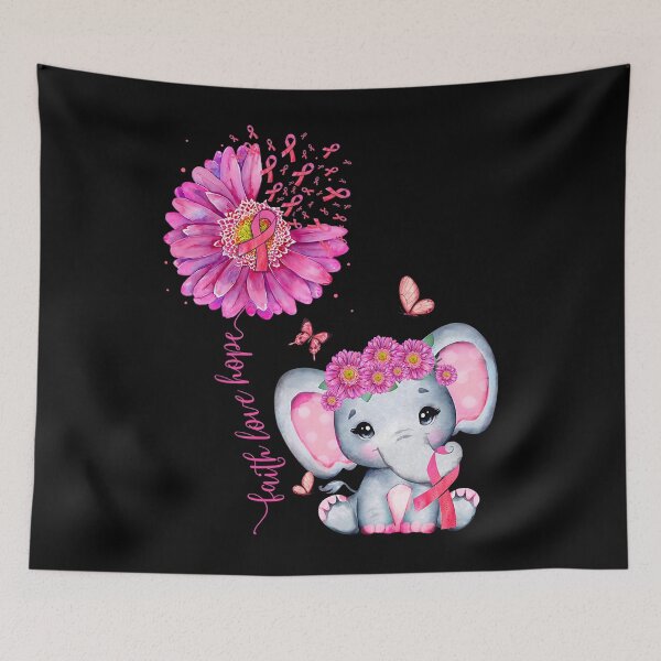 Item preview, Breast Cancer Cute Elephant With Sunflower And Pink Ribbon designed and sold by Helbon-art.