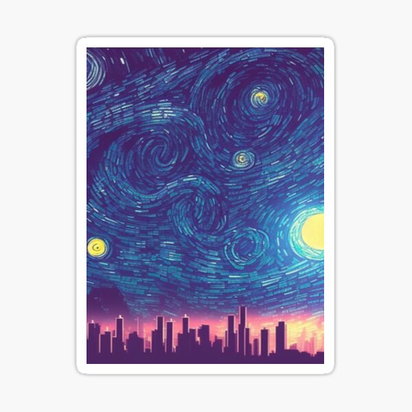 "The Starry Night" cyberpunk art Sticker