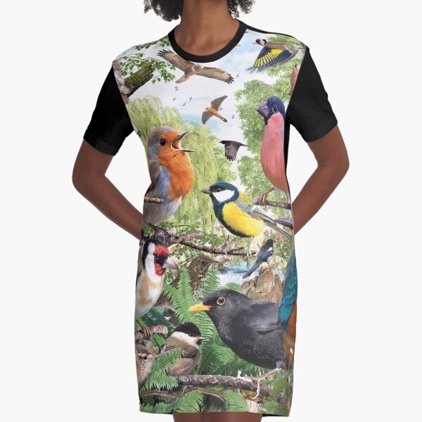 British Birds Graphic T-Shirt Dress