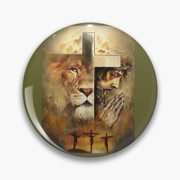 Item preview, Jesus and the Lion Religion Three Crosses designed and sold by Rowena Jones.