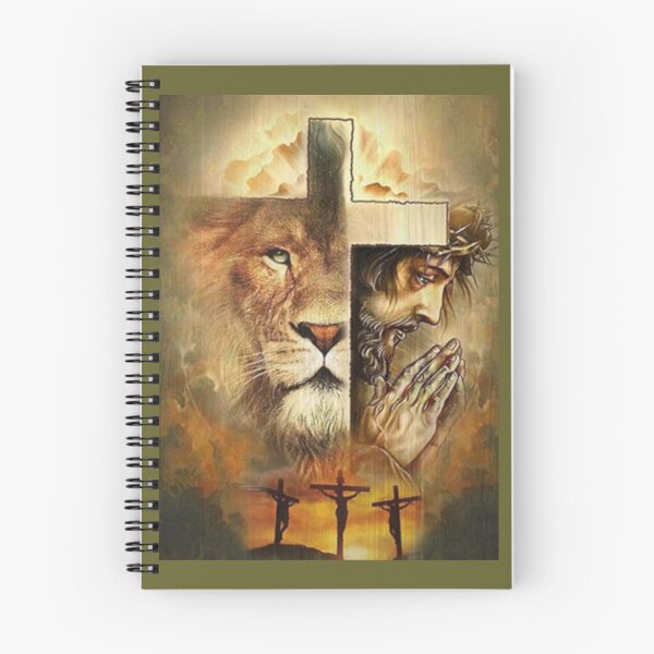 Item preview, Jesus and the Lion Religion Three Crosses designed and sold by Rowena Jones.