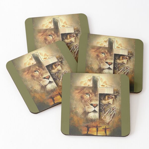 Item preview, Jesus and the Lion Religion Three Crosses designed and sold by Rowena Jones.