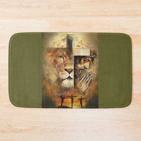 Item preview, Jesus and the Lion Religion Three Crosses designed and sold by Rowena Jones.