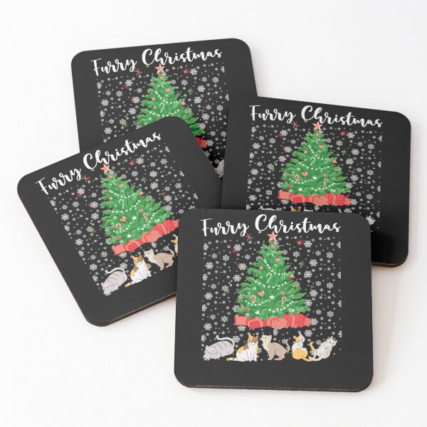 Item preview, Furry Christmas, cat lovers Christmas, Vintage Christmas tree. designed and sold by cocochi.