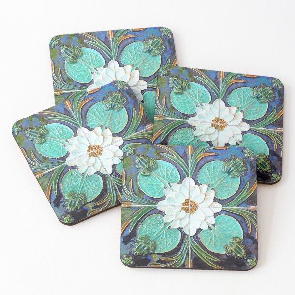 Item preview, Blue Floral Lotus Portuguese Tiles Art Nouveau,Portugal tiles, portuguese ceramic tiles, portuguese wall tiles, designed and sold by Tamas Das.