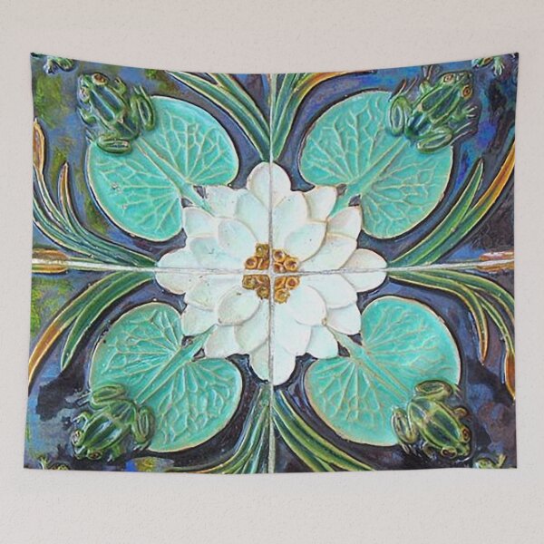 Item preview, Blue Floral Lotus Portuguese Tiles Art Nouveau,Portugal tiles, portuguese ceramic tiles, portuguese wall tiles, designed and sold by Tamas Das.