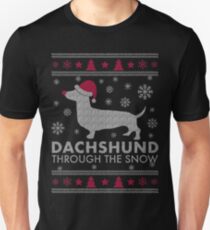 Dachshund Through The Snow Christmas T-shirt Unisex T-Shirt