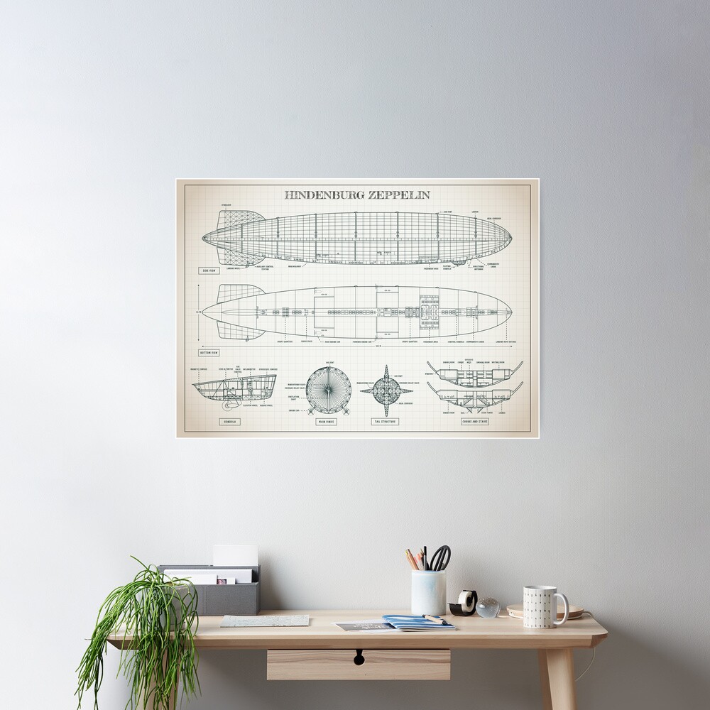 Hindenburg Zeppelin (Light Ivory Version) Poster