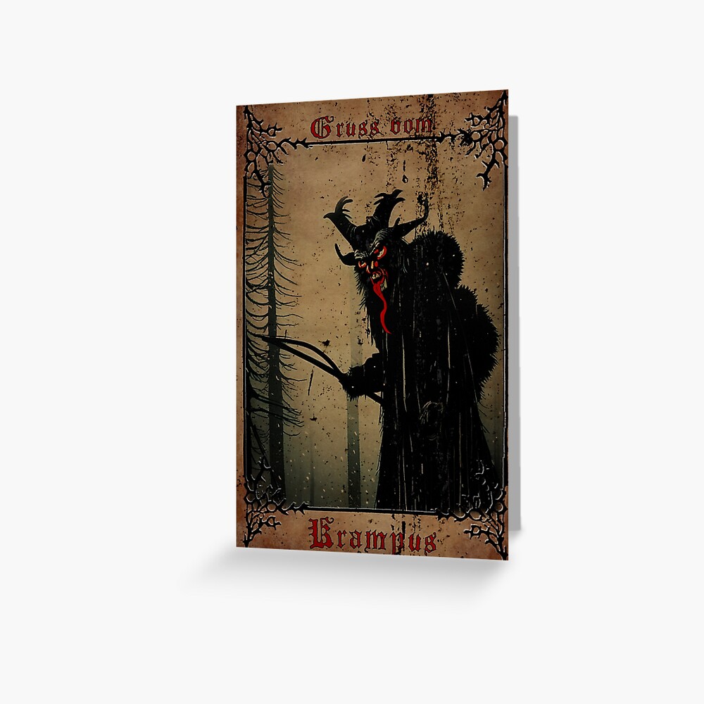 Krampus Woodcut Greeting Card