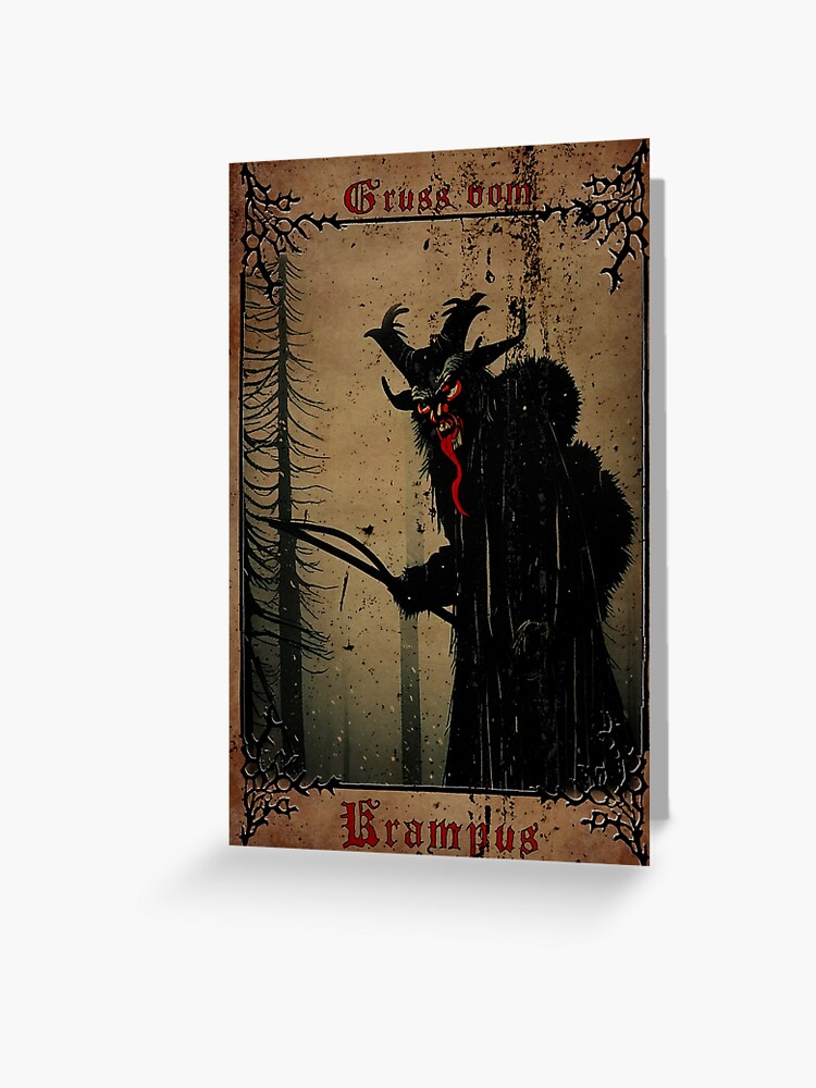 Thumbnail 1 of 2, Greeting Card, Krampus Woodcut designed and sold by Imago-Mortis.