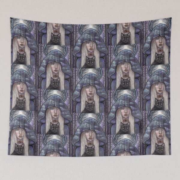 Item preview, Nauthiz Rune Maiden black cat sorceress designed and sold by MoonSpiral.