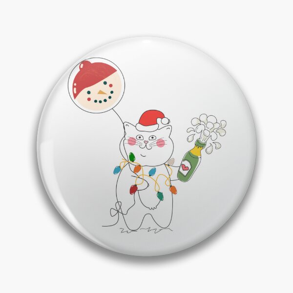Item preview, 	 Christmas cute white cat with balloon	 designed and sold by MariaTsy.