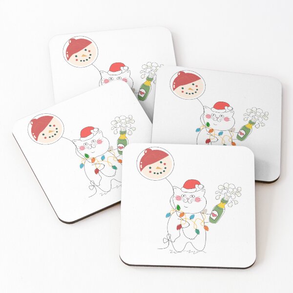 Item preview, 	 Christmas cute white cat with balloon	 designed and sold by MariaTsy.
