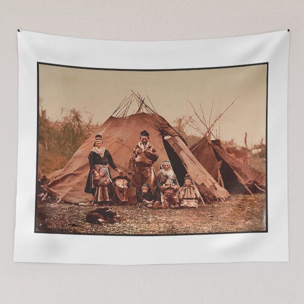 Item preview, Vintage photo of a yurt and family designed and sold by Vintage Designs +.