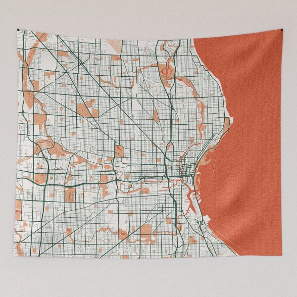Item preview, Milwaukee City Map of Wisconsin, USA - Bohemian designed and sold by deMAP.