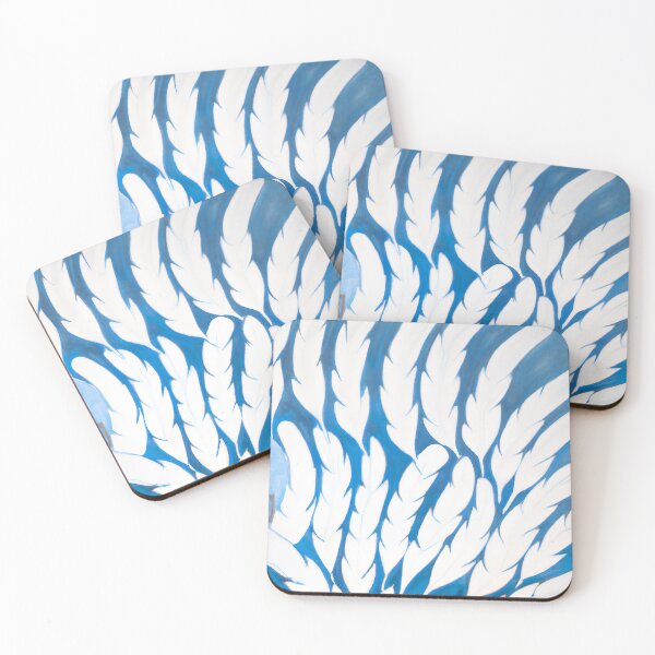 Item preview, Calm Feather Pattern - Abstract Surrealism - White and Blue designed and sold by Inomaly Art.