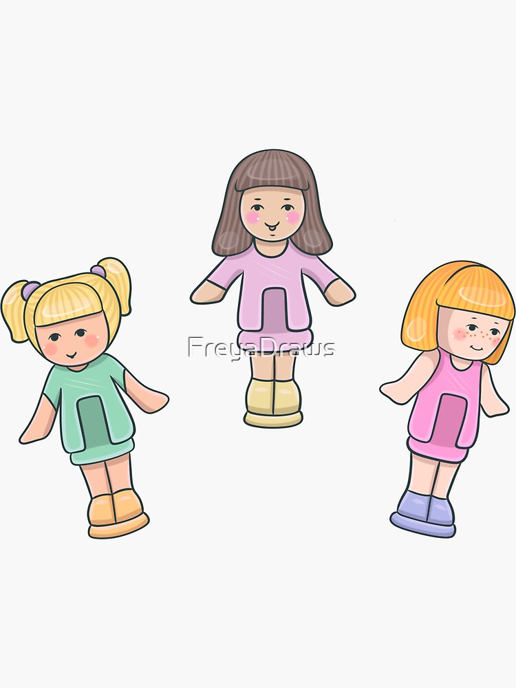 Vintage Polly Pocket Dolls - Nostalgic 80's Toys Sticker for Sale by  FreyaDraws