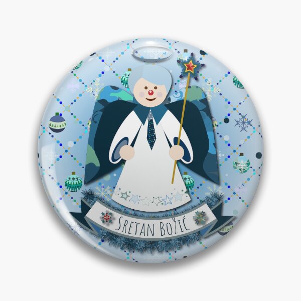 Item preview, Blue Christmas Angel "Sretan Božić" designed and sold by MC Art Studio.