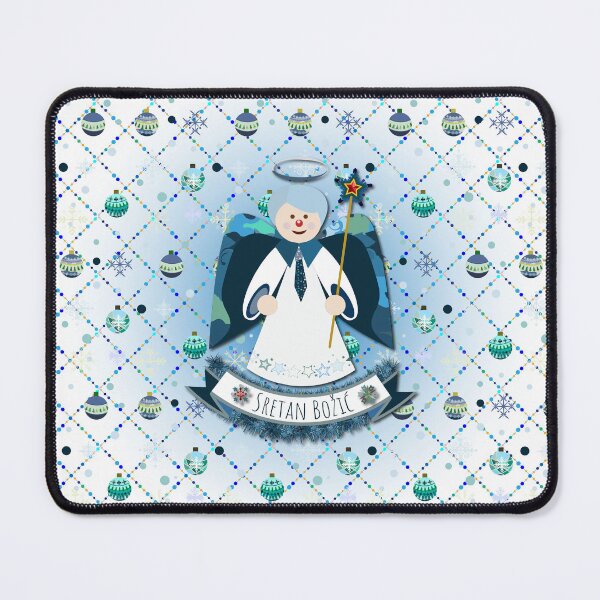 Item preview, Blue Christmas Angel "Sretan Božić" designed and sold by MC Art Studio.