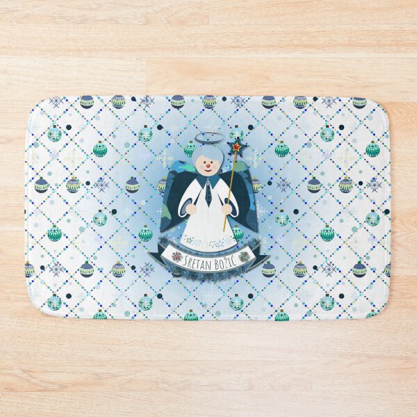 Item preview, Blue Christmas Angel "Sretan Božić" designed and sold by MC Art Studio.