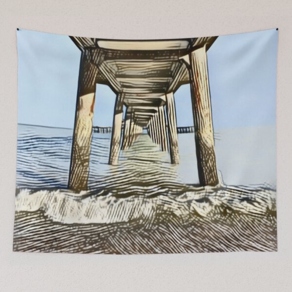 Item preview, Waves Under The Pier In Line Drawing designed and sold by Fearless-Fox.