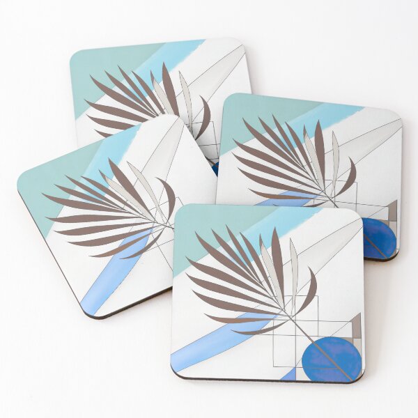 Item preview, Palm Frond Graphic Design - Abstract Art - White, Blue, Brown, and Fern Green designed and sold by Inomaly Art.