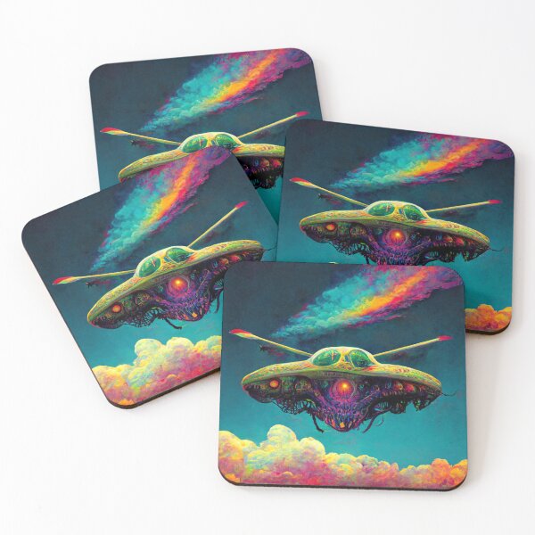 Item preview, Alien Aircraft UFO Flying Psychedelic Otherworldly Invasion designed and sold by Weirdarto.