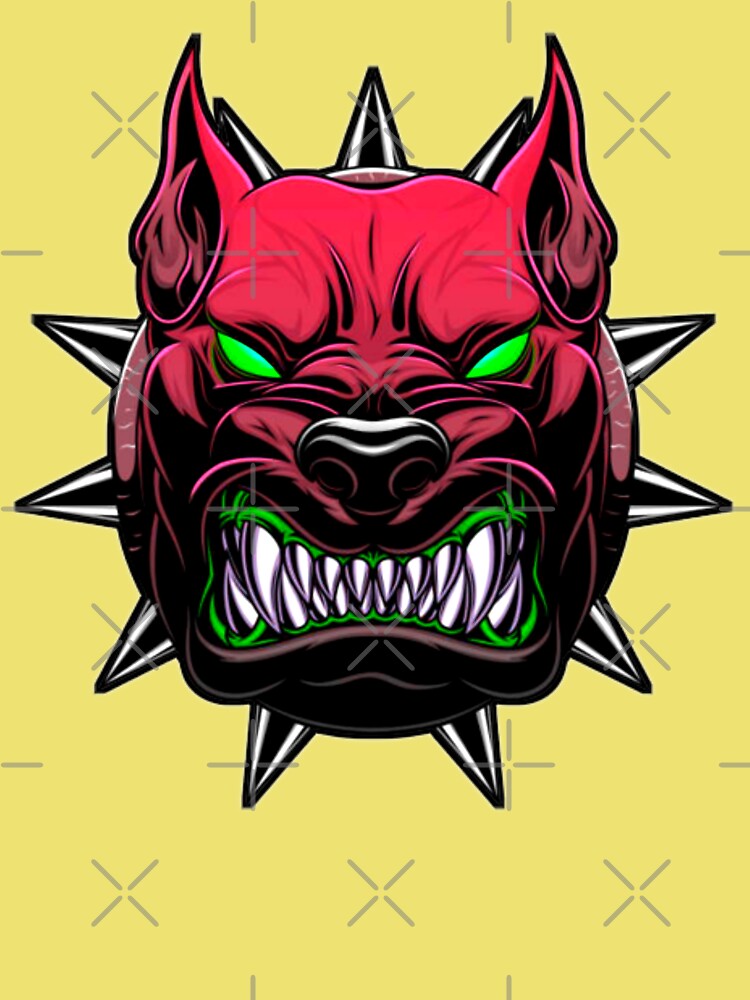 Red devil dog face - demon dog scary face | Kids T-Shirt