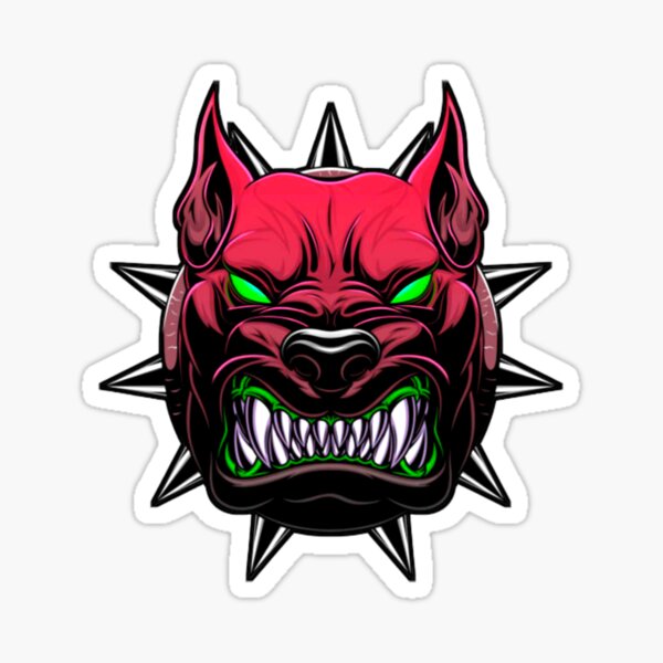 "Red devil dog face demon dog scary face" Sticker for Sale by